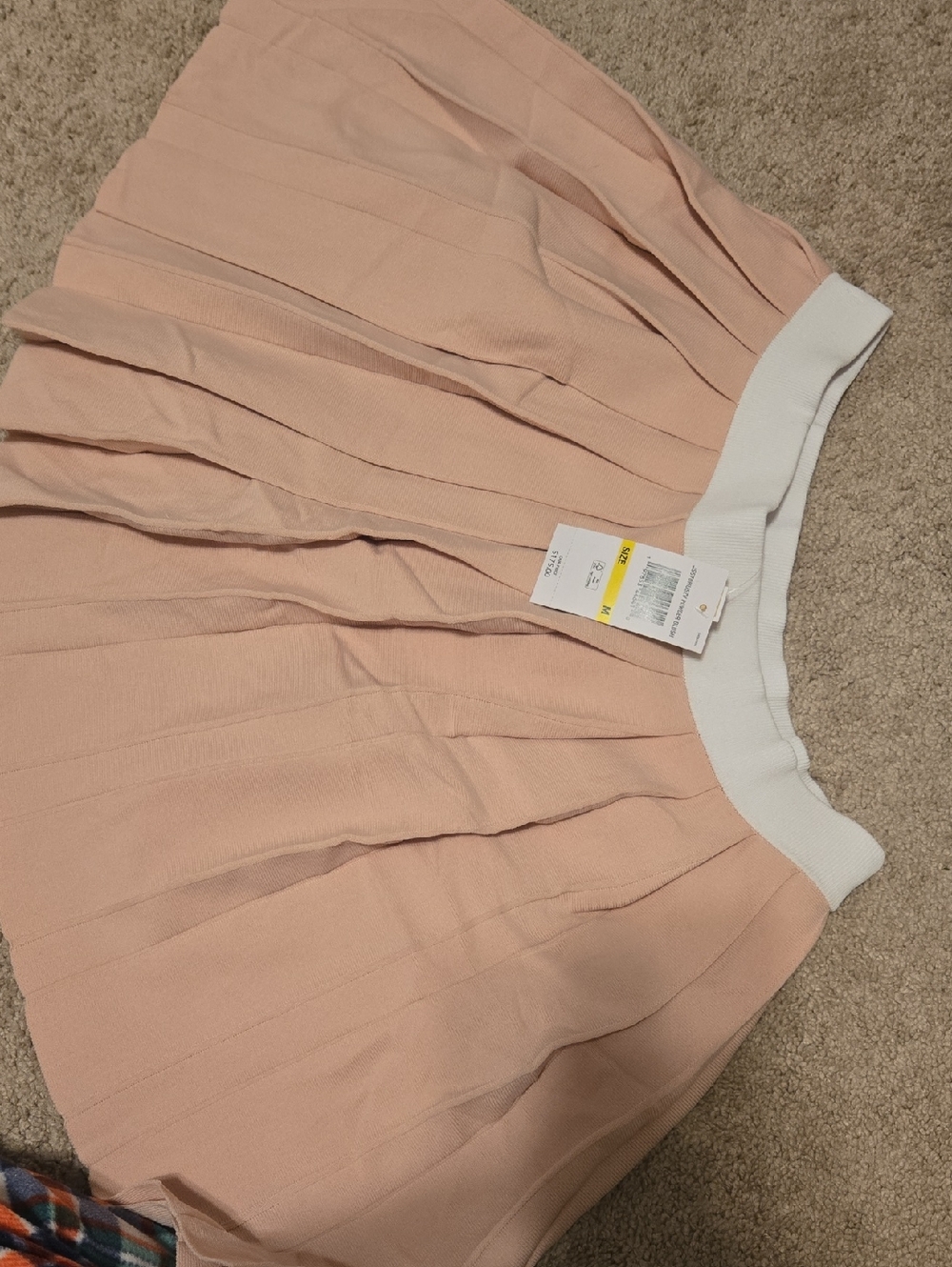 Michael Kors Pleated Blush Pink Skater Skirt with White Waistband